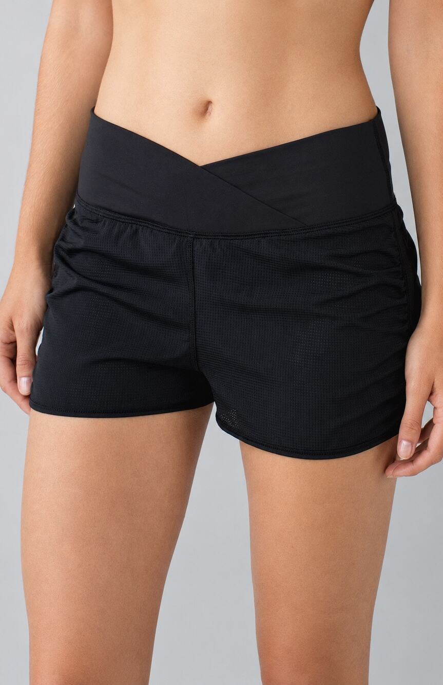 NEW Lululemon Sunset Salutation Short Black Fold Over Yoga Shorts Size 12
